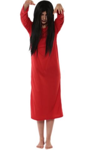 F1717-2 red Japanese scary movie Sadako costume